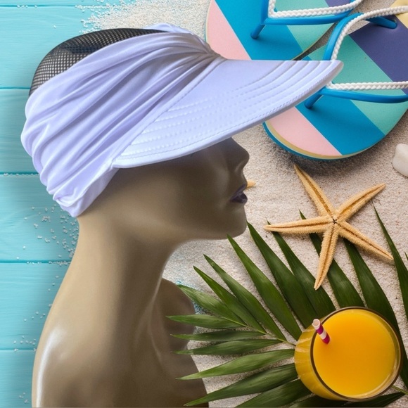 Women’s Sun Visor Beach Hat. Sun blocker Color:White OSFM Beach Summertime - Picture 6 of 9
